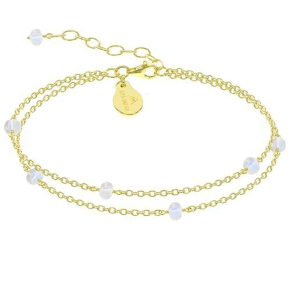 7556 Moonstone Bracelet , Certified 925 Sterling Silver with Plated 18K